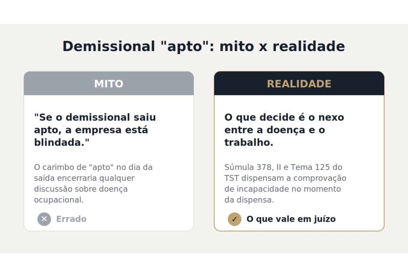 Comparativo mito versus realidade sobre o exame demissional apto e a estabilidade acidentária