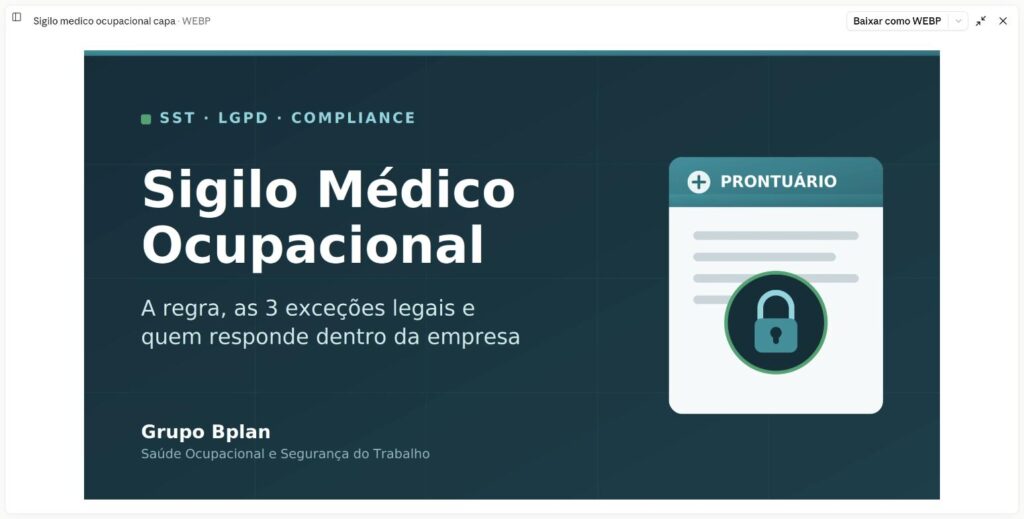 Infográfico sobre sigilo médico ocupacional e responsabilidade das empresas